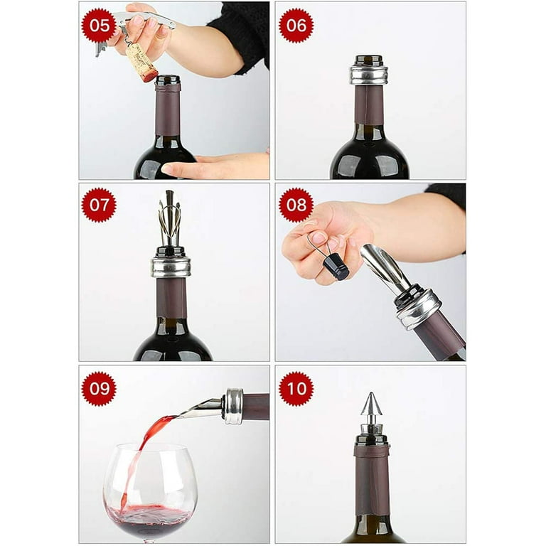 Vina® 5 Pcs/set Deluxe Wine Bottle Opener Accessories Gift Set - Wine Bottle  Opener, Wine Stopper, Wine Drip Ring, Wine Foil Cutter and Wine Pourer 