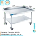 thumbnail image 3 of Express Kitchquip Stainless Steel Rolling Equipment Stand with Wheels | Mobile Heavy Duty Work Cart for Commercial Kitchens, 3 of 5