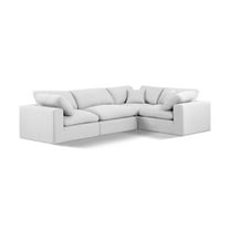 Meridian Furniture Comfy White Linen Textured Fabric 4-Pc. Modular Sectional