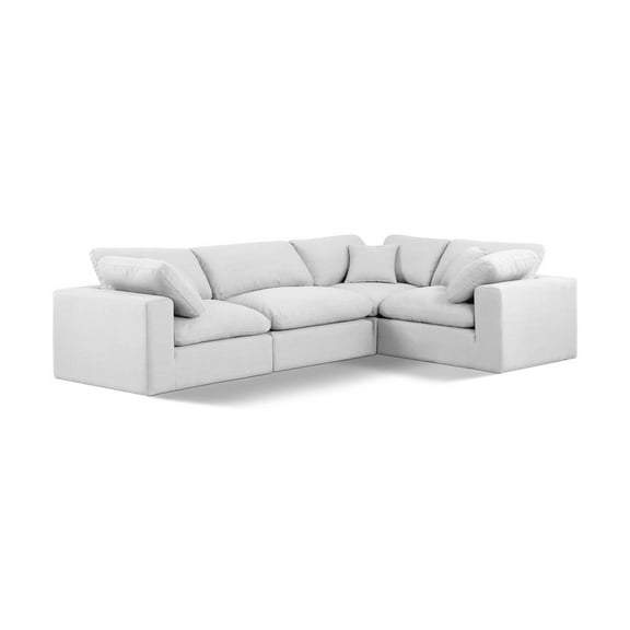 Meridian Furniture Comfy White Linen Textured Fabric 4-Pc. Modular Sectional