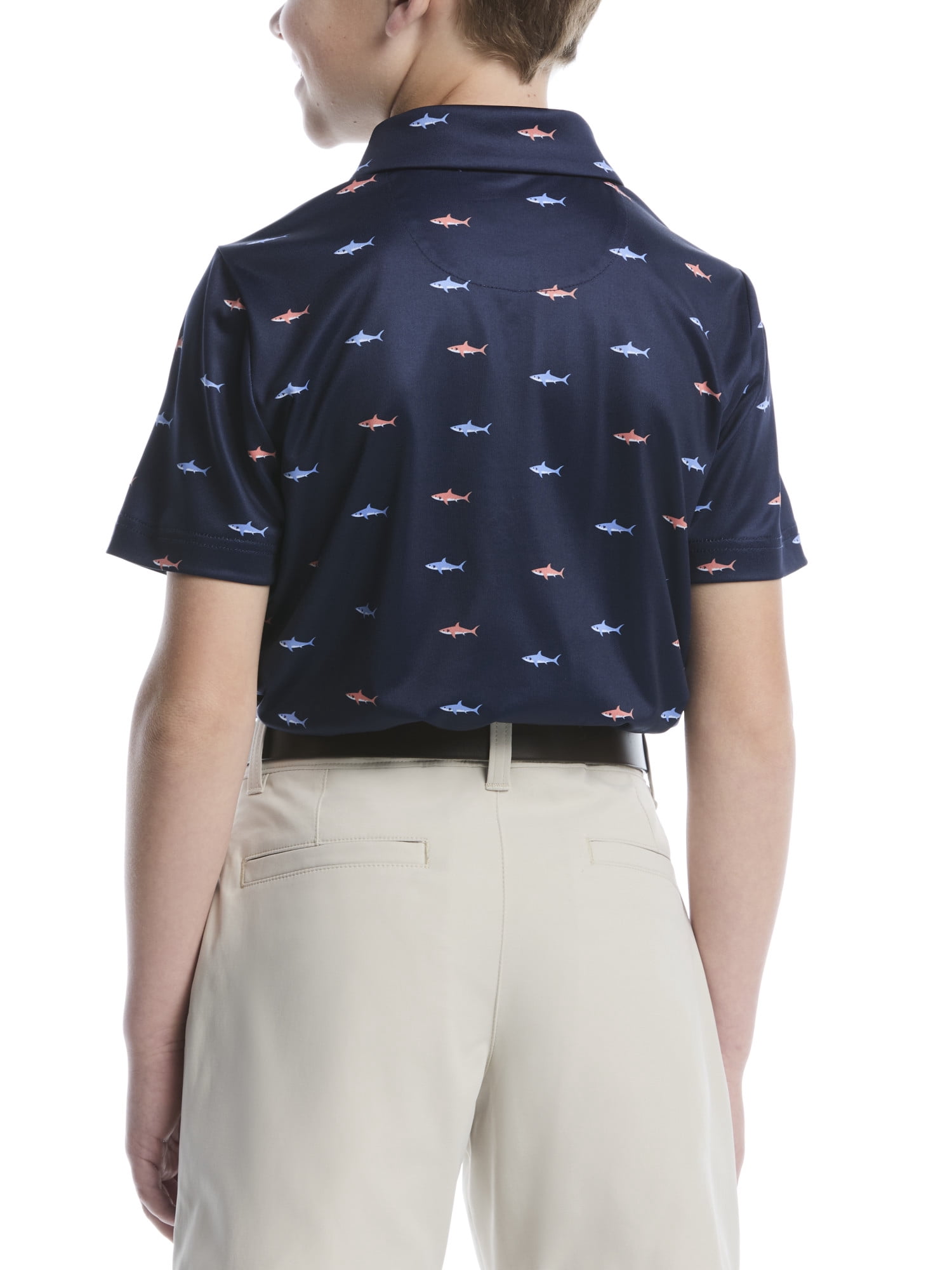 Ben Hogan Boys & Big Boys Performance Golf Polo: Shark Print, Sizes 4-18
