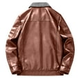 thumbnail image 4 of Maoxin Mens Jacket Men Fashion Solid Color Zipper Pocket Lapel Long Sleeved Hooded Leather Jacket Plus Size Jackets for Men Coffee XL, 4 of 8
