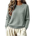 thumbnail image 2 of Szhihuiw Womens Sweaters Fall Fashion Crew Neck Casual Pullover Cable Knit Top Long Sleeve Lightweight Oversized Sweaters for Women, 2 of 6