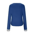 thumbnail image 7 of Ltctricy Crop Tops for Women Deep V Neck Long Sleeve Lace Trim Ruched Slim Basic T Shirts Going out Tee Blouses(Blue,XX-Large), 7 of 7