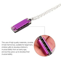 PBPBOX 2pcs Double Row Harmonica Beginner Music Instrument Durable with Tone Present Purple Silver