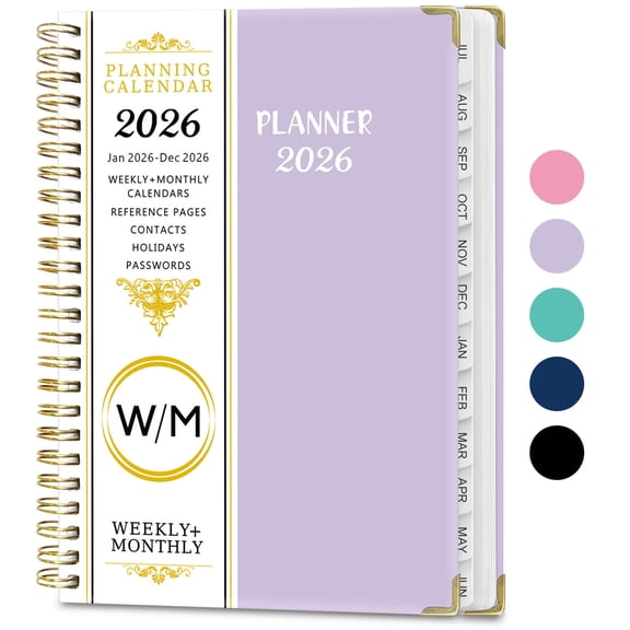 Bxaolu 2026 Appointment Book - January - December 2026,Academic Calendar with Weekly ＆ Monthly, 8.5'' x 15.8'', A5, 2026 Daily Planner Schedule Book with Tabs with Tabs, Hard Cover (Purple)