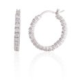 thumbnail image 2 of 925 Sterling Silver Rhodium 20mm CZ IN/OUT Hoop Earrings, 2 of 3