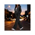 thumbnail image 6 of Zynoxe Womens Sweat Suits 2 Piece Set Zip Up Drawstring Hooded Sweatshirt & Wide Leg Pants Versatile Solid Color Casual Tracksuit Set Fashionable Vacation Outfits for Women with Pockets Black S, 6 of 10
