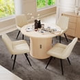 thumbnail image 2 of Hawsaiy 5-Piece Dining Table Set for 4, 47" Round Dining Table Set with 4 Upholstered Dining Chairs, Modern Farmhouse Table Set for Dining Room (Natural+Beige), 2 of 10