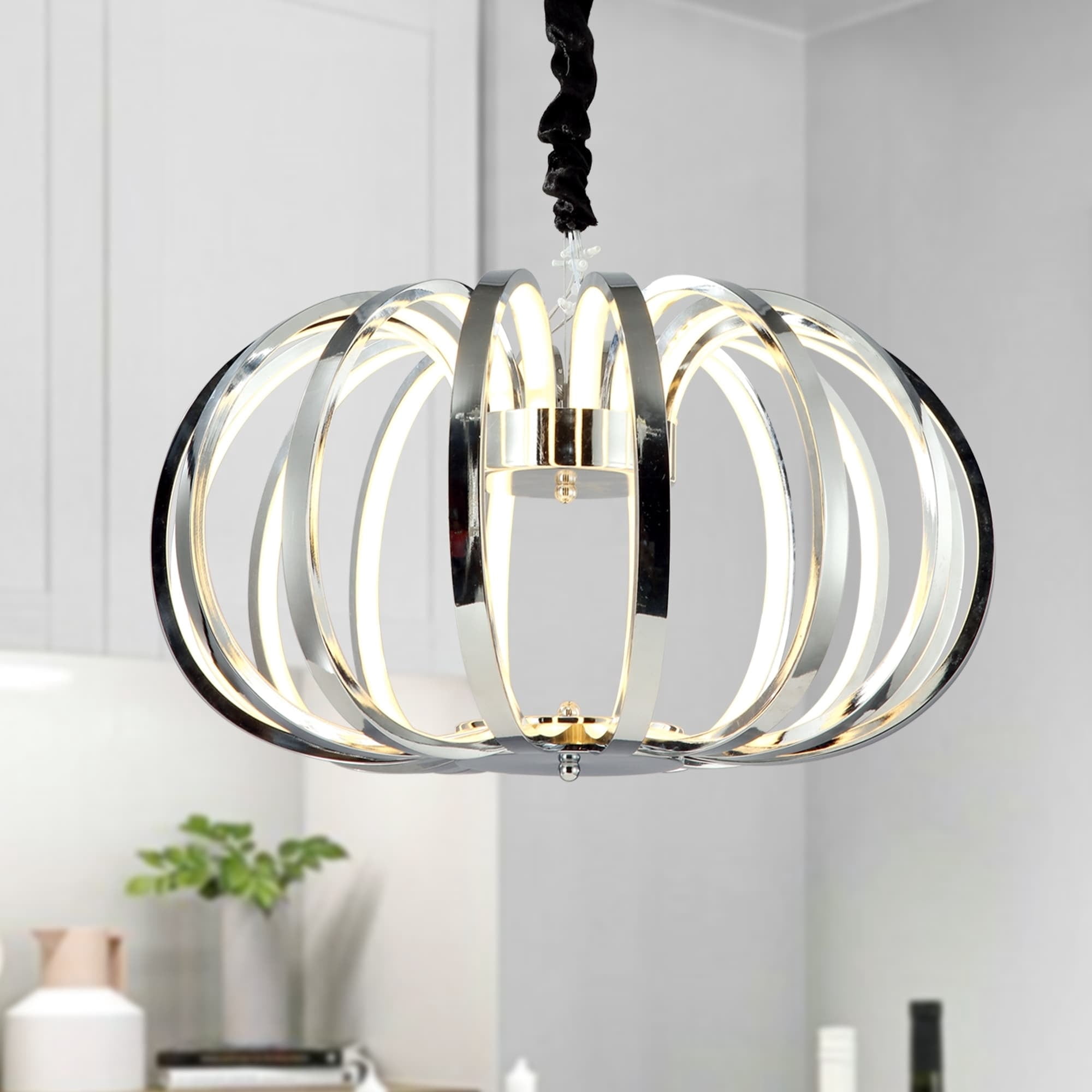 Hardwin Chrome 22-inch LED Pendant with Clear Shade (Adjustable Height)