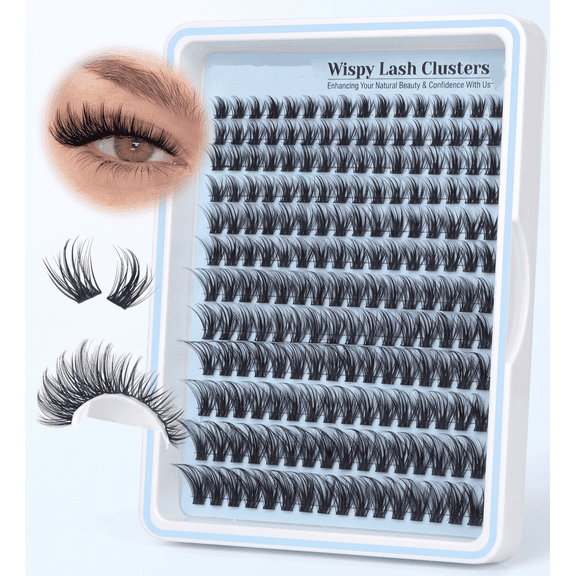 Wispy Lash Clusters Natural Eyelash Clusters 9-18mm Cluster Eyelash Extensions CD Curvature 192 Pcs Manga Cluster Lashes Individual Lashes DIY Lash Extensions