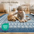thumbnail image 4 of ODIKA 8'x10' Navy Blue Ivory Geometric Cross Motif Washable Area Rug Vintage Medallion With Intricate Diamond Lattice Work And Ornate Multi Durable, Non-Slip for Living Room, Under Sectional, Family, 4 of 7