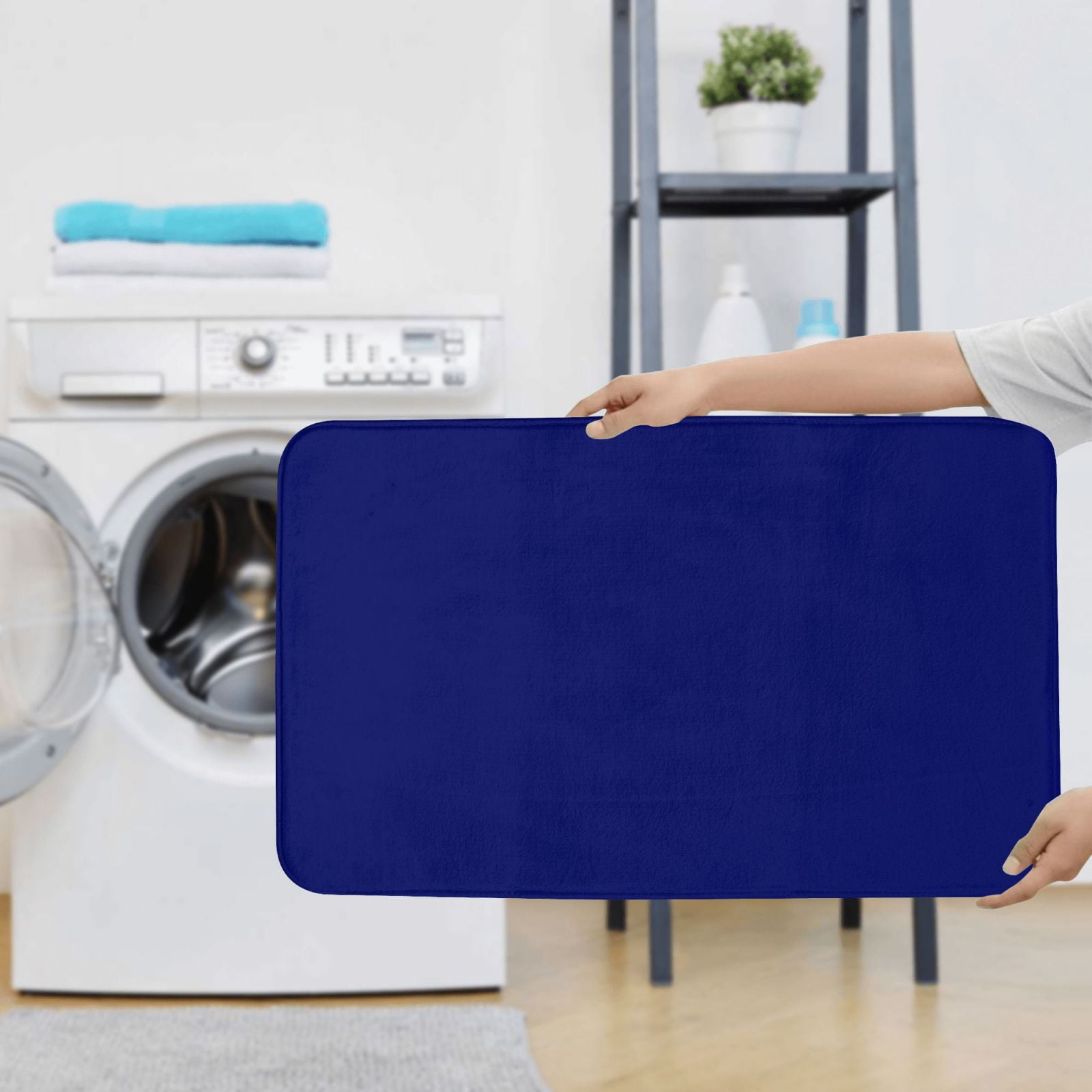 Bathroom Rugs Sets 3 Piece - navy-blue Absorbent Non Slip Bath Mats, U-Shape Toilet Lid Cover, Contour Mat, Soft Washable Shower Mats Bath Rug Mat for Bathroom Tub Toilet