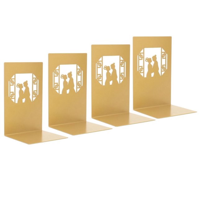 Bookends, Advanced Stamping Rounded Edges Classic Black Metal Bookends Rugged Construction For Books For DVD For Magazine Meet Each Other