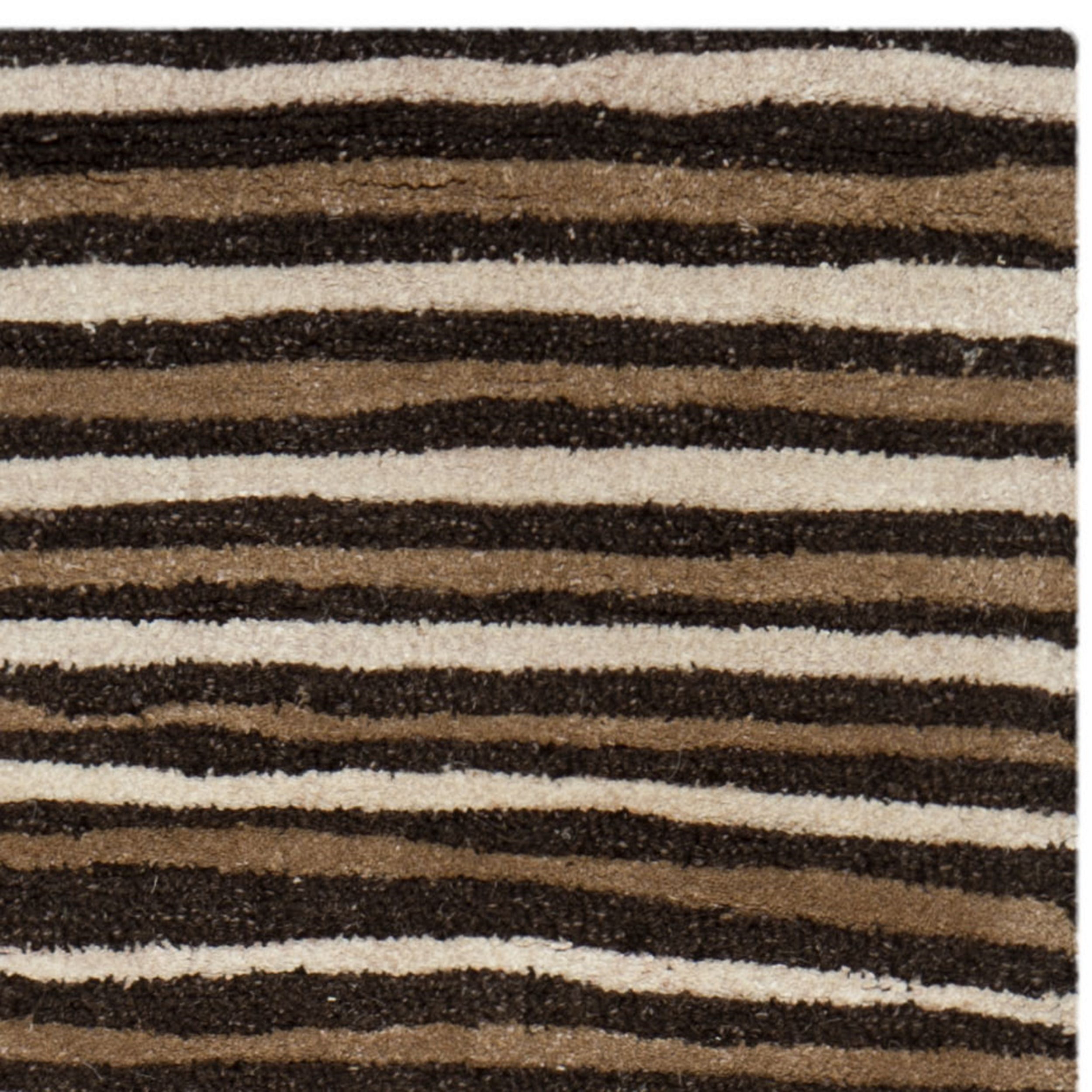 SAFAVIEH Martha Stewart Hand Drawn Stripe Area Rug, Tilled Soil Brown, 9' x 12'