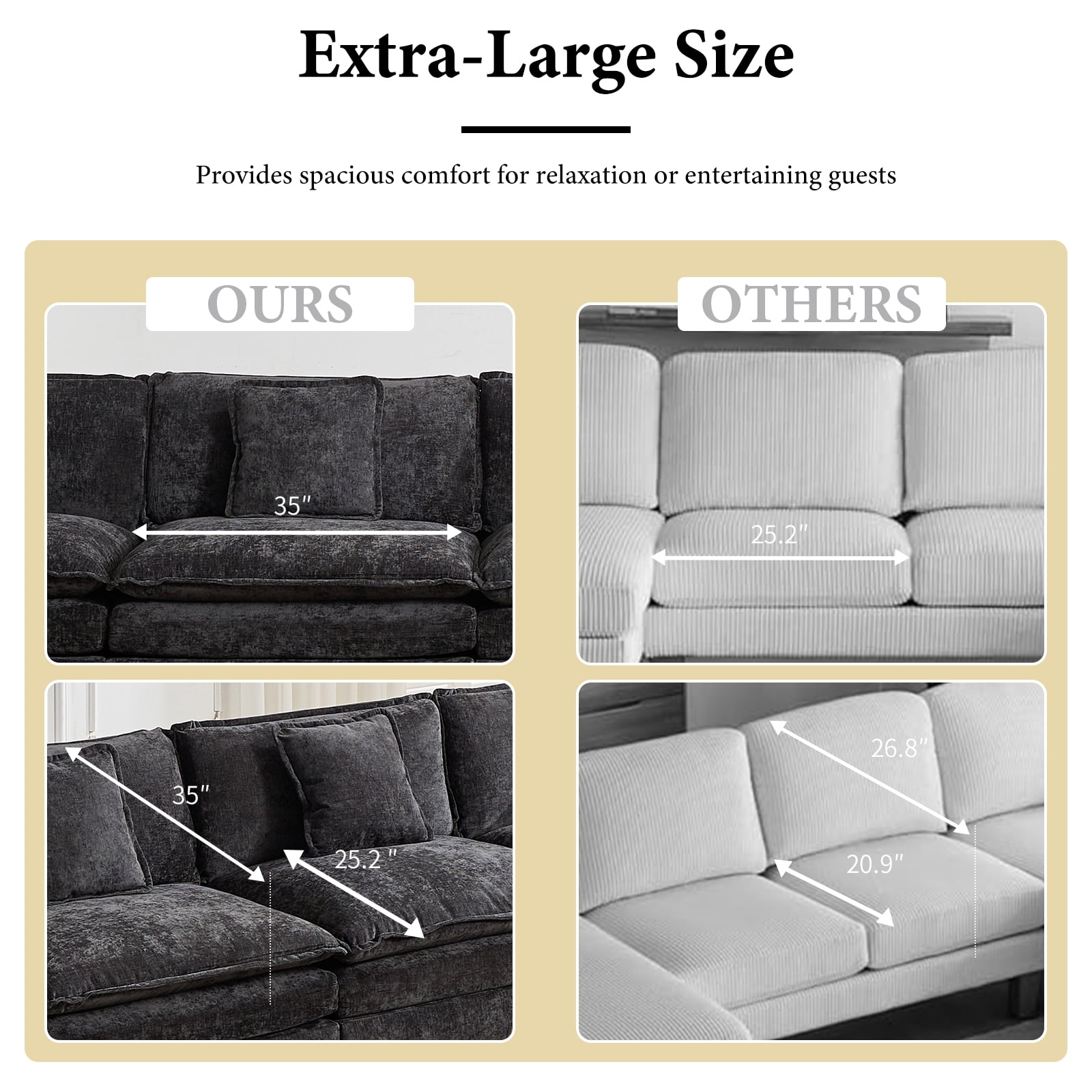 41.1” Chenille Single Sofa, Black Accent Couch, Modular Sectional for Living Room, Deep Seat, Sillón para Sala