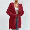 thumbnail image 4 of Suéter tipo cárdigan liso elegante de otoño 2024 para mujer, suéter largo con dobladillo dividido y grueso para invierno, ropa de abrigo de punto para mujer, 4 of 5