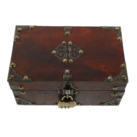 PENIKOKO Vintage Mini Jewelry Organizer Wooden Storage Chest Orange Pack Compact Jewelry Box for Women