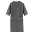 thumbnail image 4 of Valentine's Day Clearance Sale!YANHAIGONG Knit Robes for Women with Zipper Front Full Length,Bathrobe 3/4 Sleeves Knit Soft Sleepwear Ladies Loungewear,Lightweight V Neck Knee Length Loungewear, 4 of 8