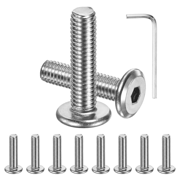10-Pack Flat Head Socket Cap Screws, M5x20mm 304 Stainless Steel Hex Drive Fastener Kit with Hex Key