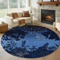 thumbnail image 3 of Retro Round Area&nbsp;Rug 8ft Starry Sky Night Forest Tree Shadows Pastoral Non-Slip&nbsp;Washable Circle Rugs Soft Felt Indoor Floor Mat for Bedroom Kitchen Living Room Bathroom, 3 of 9