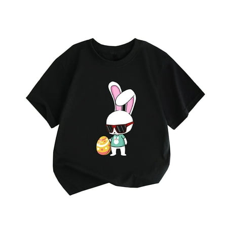 

Hwmodou Toddler Baby T-Shirts Summer New Children s Clothing Girls Short Sleeve Top Easter Bunny Printed Round Neck Children T Shirt School Weekend Outwear For Child 5-6 Years