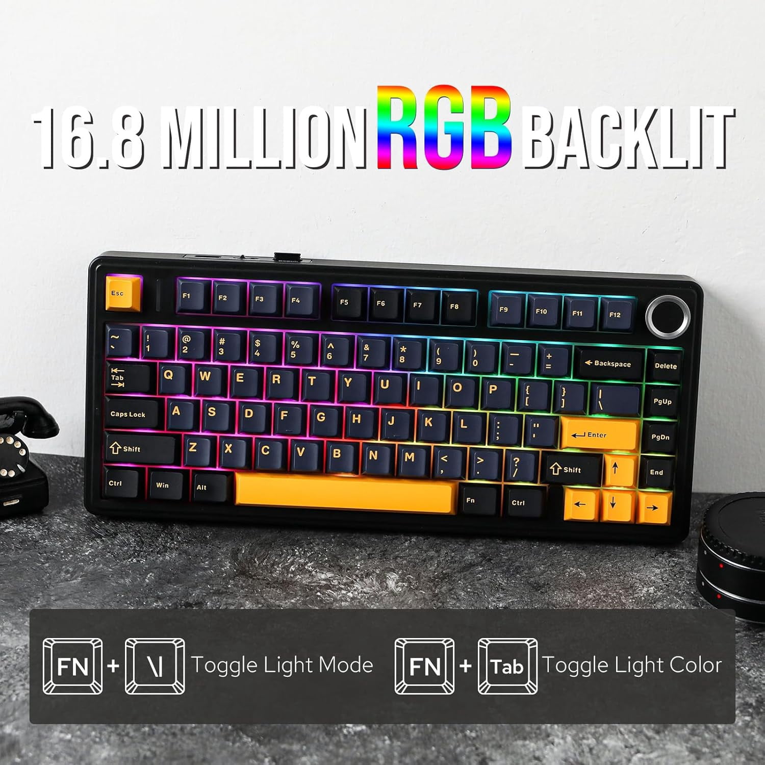 AULA F75 81-Key Wireless Hot Swappable Mechanical Gaming Keyboard, RGB, Knob, 4000 mAH Battery, Normal/ Patterned Keycap