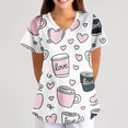 thumbnail image 5 of Valentine's Day Scrubs Top for Women Cute Love Heart Printed V-Neck Short Sleeve Scrub Top Valentine's Day Nurse Uniforms Workwear Tops with Pockets, 5 of 6