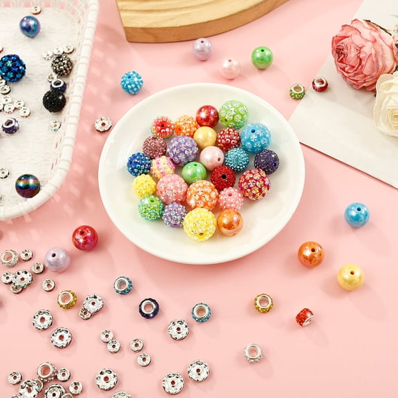 Ikoopy 190Pcs Acrylic Pen Making Bead Set Multipurpose Bright Color Rondelle Jewelry Bead Kit for Jewelry Bracelet Making Beadable Pen
