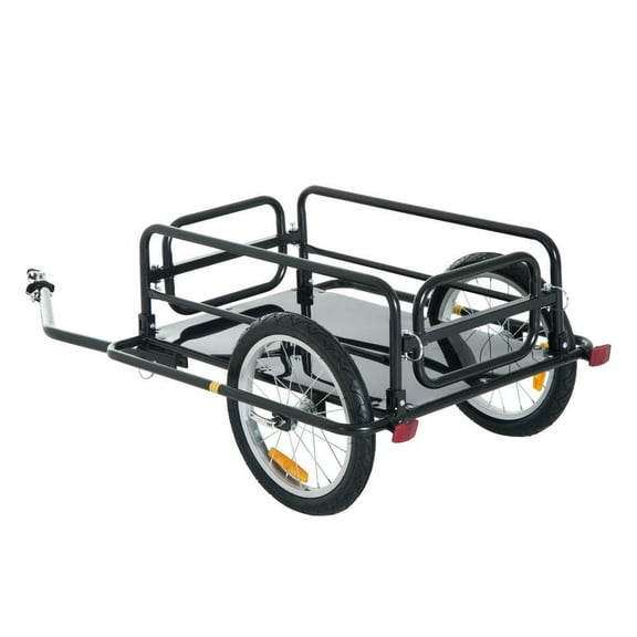 Barara King Bicycle Trailer with 16 Inch Pneumatic Tire, Universal Coupler, Foldable Frame and Safe Reflectors Design, Bike Cargo Trailer with Large Load Capacity for Camping, Black