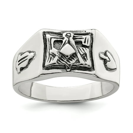 925 Sterling Silver Masonic Freemason Mason Band Ring Size