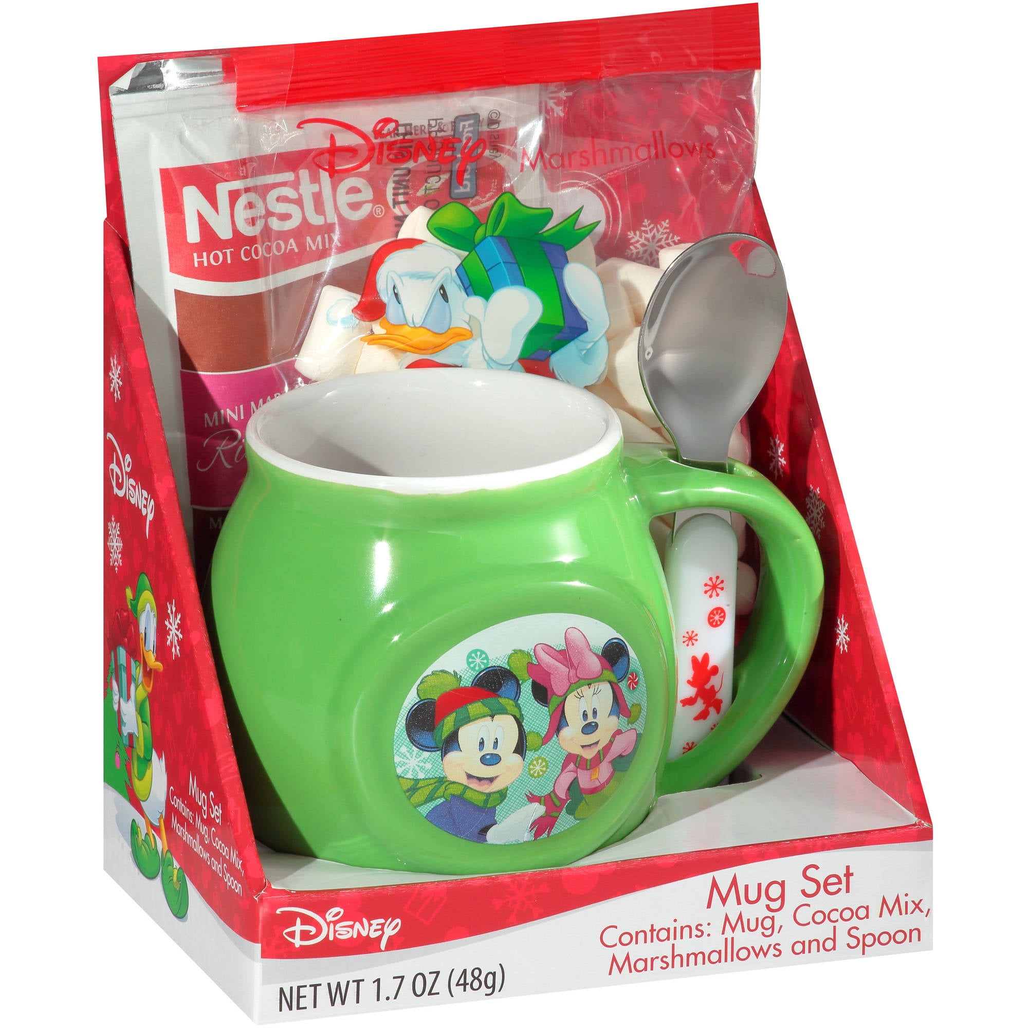 Holiday Disney Mickey Mouse Double Handle Mug with Double Chocolate Cocoa Mix Gift Set