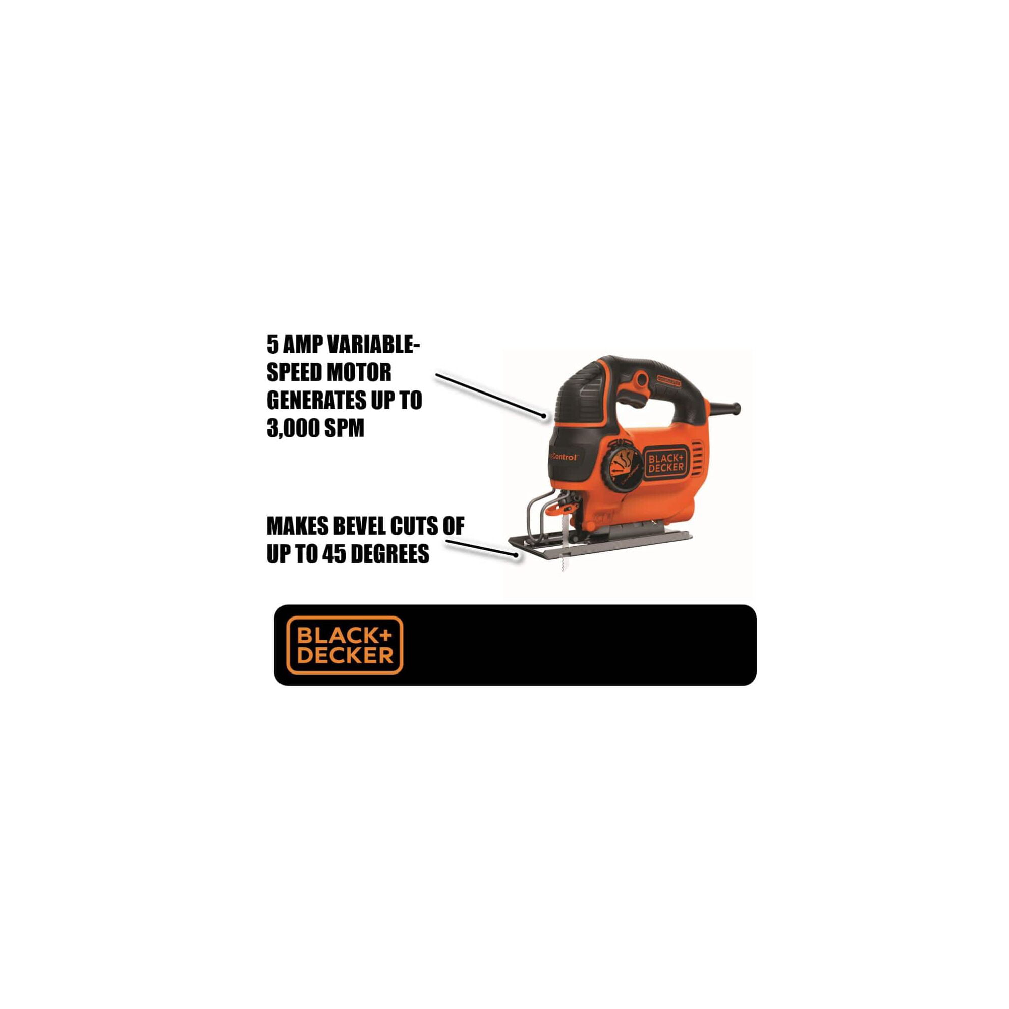 Black & Decker BDELS600C Curve Control 5 Amp Jig Saw, Shock Orange/Black