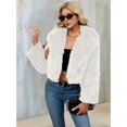 thumbnail image 4 of Women'S Winter Coats Fleece Cropped Jacket Faux Fur Long Sleeve Pockets Warm Outerwear Fall Clothes White S, 4 of 6