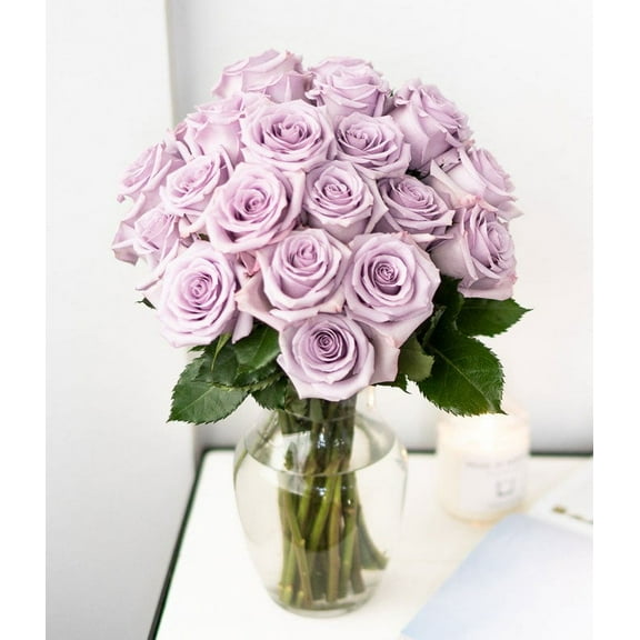From You Flowers - 24 Long Stem Purple Roses in a Clear Glass Vase (Fresh Flowers)