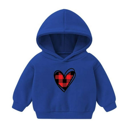 

DOSUKRAI Christmas Sweatshirt Hoodies Cute Heart Print Hooded Sweatshirt for Kids Casual Long Sleeve Pullover Drop Shoulder Outwear Girls Boys Fashion Deals of the Day Clearance Blue 3 Years