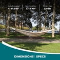 thumbnail image 3 of Bliss Hammocks 40"W Single Hammock with Rope Loops & Tree Straps, 220 lb, Hampton Stripe, 3 of 17
