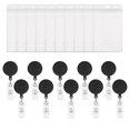 thumbnail image 1 of MUKA 50 Pack Solid Color Retracting Badge Reel with Vertical Style Clear ID Card Holders Sets, 1 of 8