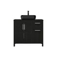 thumbnail image 2 of PULUOMIS 36 Inches Bathroom Vanity in Black Finish with Square Ceramic Vessel Sink, Single Bathroom Vanity with Top, 2-Door Cabinet and 2 Drawers, 2 of 17
