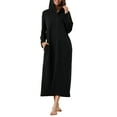 thumbnail image 2 of INSPIRE CHIC Bata de Noche con Cremallera para Mujeres, Bata Larga de Casa, Sudadera con Capucha de Manga Larga, Ropa de Casa con Bolsillos, S Negro, 2 of 6