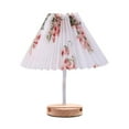 thumbnail image 1 of Lámpara de Mesa de Tela Plisada Vintage con USB y Base de Madera para Dormitorio de Colores con Ranura para Soporte, 1 of 5