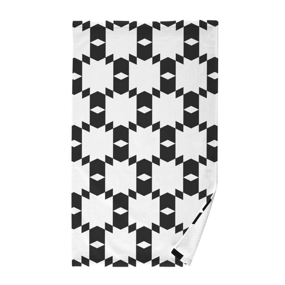 Geometrical Black and White Cotton Face Towels Absorbent Hand Towel Soft Bathroom Towel for Kitchen Hotel Decoration