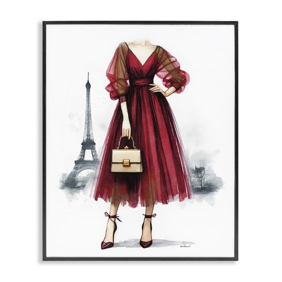 Stupell Industries Art Deco Parisian Fashion Red Dress Black Framed Giclee Art, 11 x 14, by Amanda Greenwood