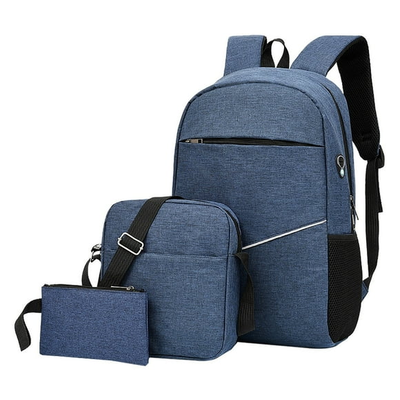 Amzcrzy Storage and Organization A Knapsack Three-Piece Backpack Men'S Computer Backpack Casual Junior High School Elementary School Student Backpack Korean Version Female Outdoor Travel Bag