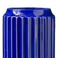 thumbnail image 3 of Vase with Ceramic Frame and Corrugated Design, Large, Blue,Saltoro Sherpi, 3 of 6