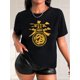 thumbnail image 1 of Ladies Creative Chinese New Year Element Graphic Print T-Shirt, Polyester Blend, Casual Crew Neck Short Sleeve Tee, with Medium Stretch, for Spring/Summer/Fall, 1 of 7