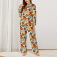 thumbnail image 2 of KLL Fall Maple Leaves Print Women's Long Sleeve Pajamas with Pants Sleepwear Loungewear 2 Set-Small, 2 of 7