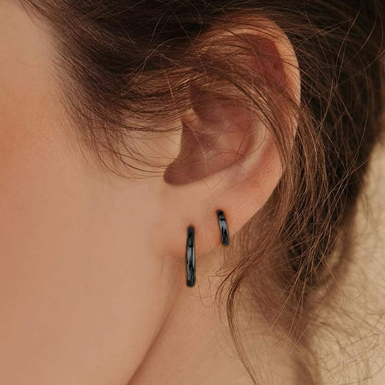 Earlobe Piercing Mens Multiple Hoop Earrings Hypoallergenic