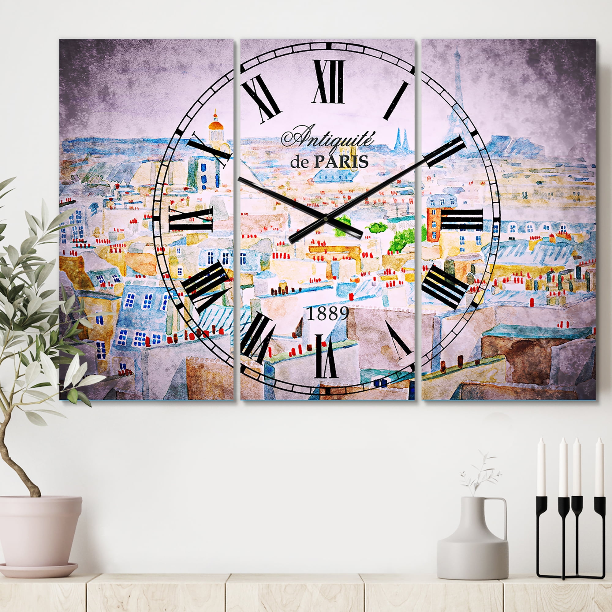 Designart 'City of Paris' Mediterranean Wall Clock