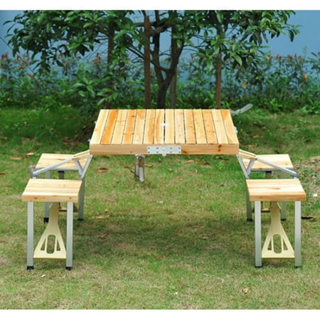 - Outsunny Wooden Portable Outdoor Camp Suitcase Picnic Table